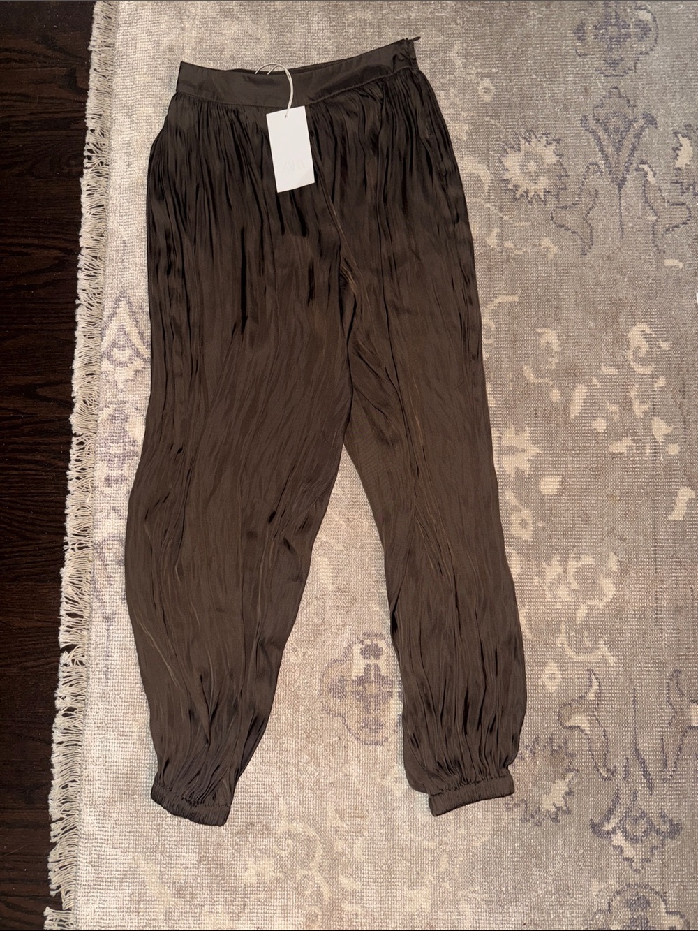 Zara Brown Satin Effects Balloon Pants